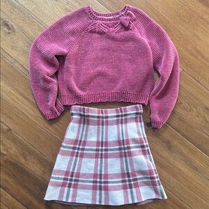 Plaid Pink Sweater and Skirt combo-gently worn